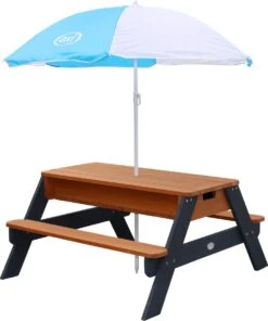 AXI Nick Zand & Water Picknicktafel In Antraciet/Bruin - Parasol Blauw/Wit - Picknick Tafel Voor Kinderen Van Hout -Meubel Verkoop 1000x1200 1