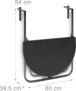 Relaxdays Balkontafel Inklapbaar, Balkon Tafel Rotan, Hangtafel Reling - Zwart -Meubel Verkoop 1006x1200 3