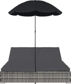 Prolenta Premium - Loungebed Met Parasol Poly Rattan Grijs -Meubel Verkoop 1011x1200