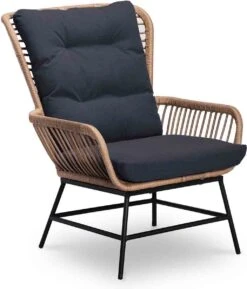 BUITEN Living Dex Wicker Loungestoel Tuin Incl. Wicker Voetenbank | Wicker + Aluminium | Bamboe Antraciet -Meubel Verkoop 1025x1200