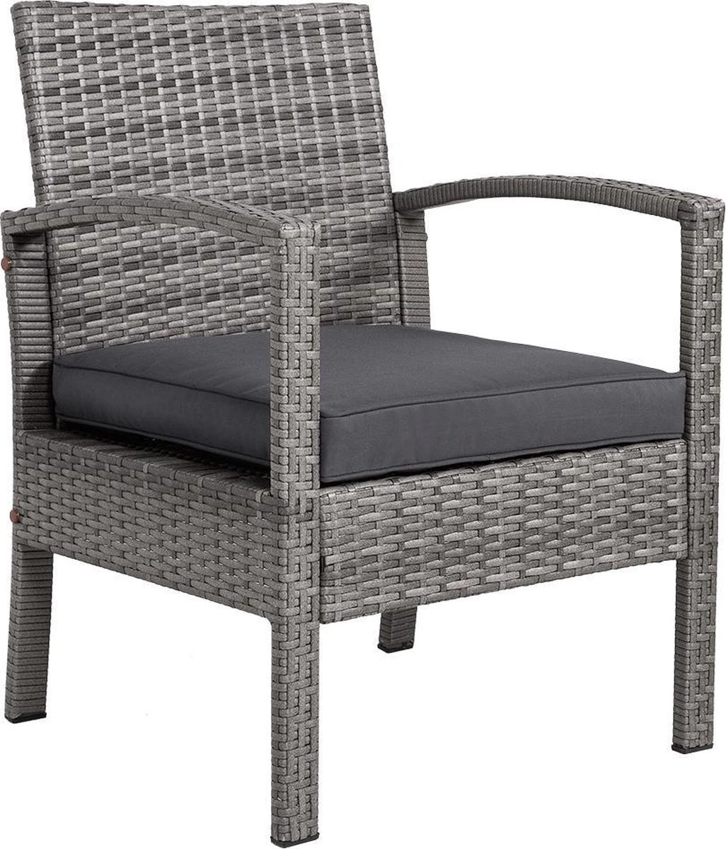 Casaria Polyrattan Loungeset – 2 Stoelen 1 Bank 1 Tafel - Antraciet 4 Casaria Polyrattan Loungeset – 2 Stoelen 1 Bank 1 Tafel - Antraciet - Afbeelding 2