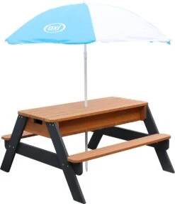 AXI Nick Zand & Water Picknicktafel In Antraciet/Bruin - Parasol Blauw/Wit - Picknick Tafel Voor Kinderen Van Hout -Meubel Verkoop 1031x1200
