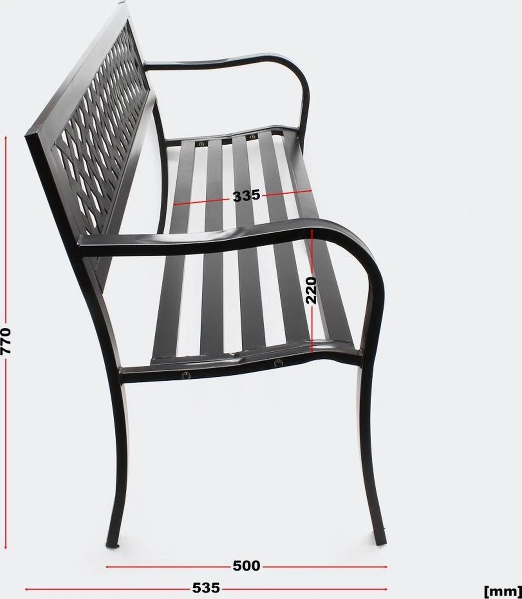 Tuinbank - Marijke -Tuinbankje - Tuinbank Metaal - Tuinbank Hout - Weersbestendig - 126 X 53 X 77 Cm 8 Tuinbank - Marijke -Tuinbankje - Tuinbank Metaal - Tuinbank Hout - Weersbestendig - 126 X 53 X 77 Cm - Afbeelding 6