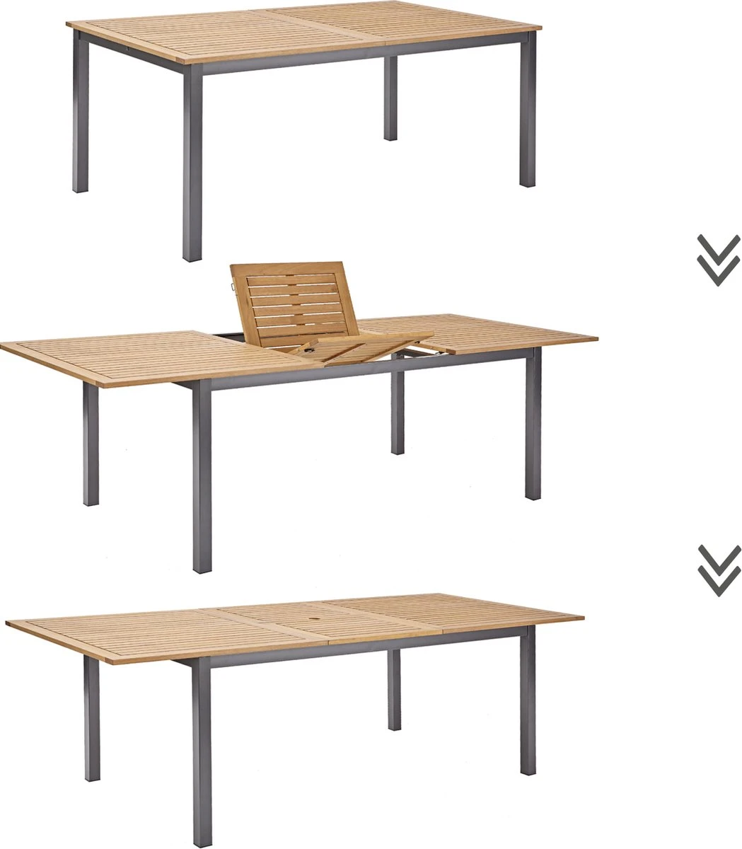NATERIAL - Uitschuifbare Tuintafel ORIS - Uitschuifbare Tafel Voor 6 Tot 8 Personen - 180-240x100 Cm - Aluminium - Hout Eucalyptus 6 NATERIAL - Uitschuifbare Tuintafel ORIS - Uitschuifbare Tafel Voor 6 Tot 8 Personen - 180-240x100 Cm - Aluminium - Hout Eucalyptus - Afbeelding 4