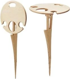 Merkloos Opvouwbare Wijntafel - Picknicktafel - Wijn Bijzettafel - Mannen Gadget - Vrouwen Cadeautjes - Moederdag Cadeautje - Bijzettafel Rond - Hout -Meubel Verkoop 1062x1200 1