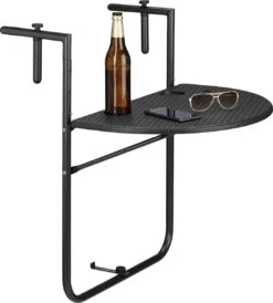 Relaxdays Balkontafel Inklapbaar, Balkon Tafel Rotan, Hangtafel Reling - Zwart -Meubel Verkoop 1080x1200 1