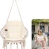 Vita5 Macramé Hangstoel - Voor Binnen En Buiten - Zonder Standaard - Incl. Kussen, Boekenvak En Beschermhoes - Tot 150kg - Beige 2 Vita5 Macramé Hangstoel - Voor Binnen En Buiten - Zonder Standaard - Incl. Kussen, Boekenvak En Beschermhoes - Tot 150kg - Beige -Meubel Verkoop 1098x1200