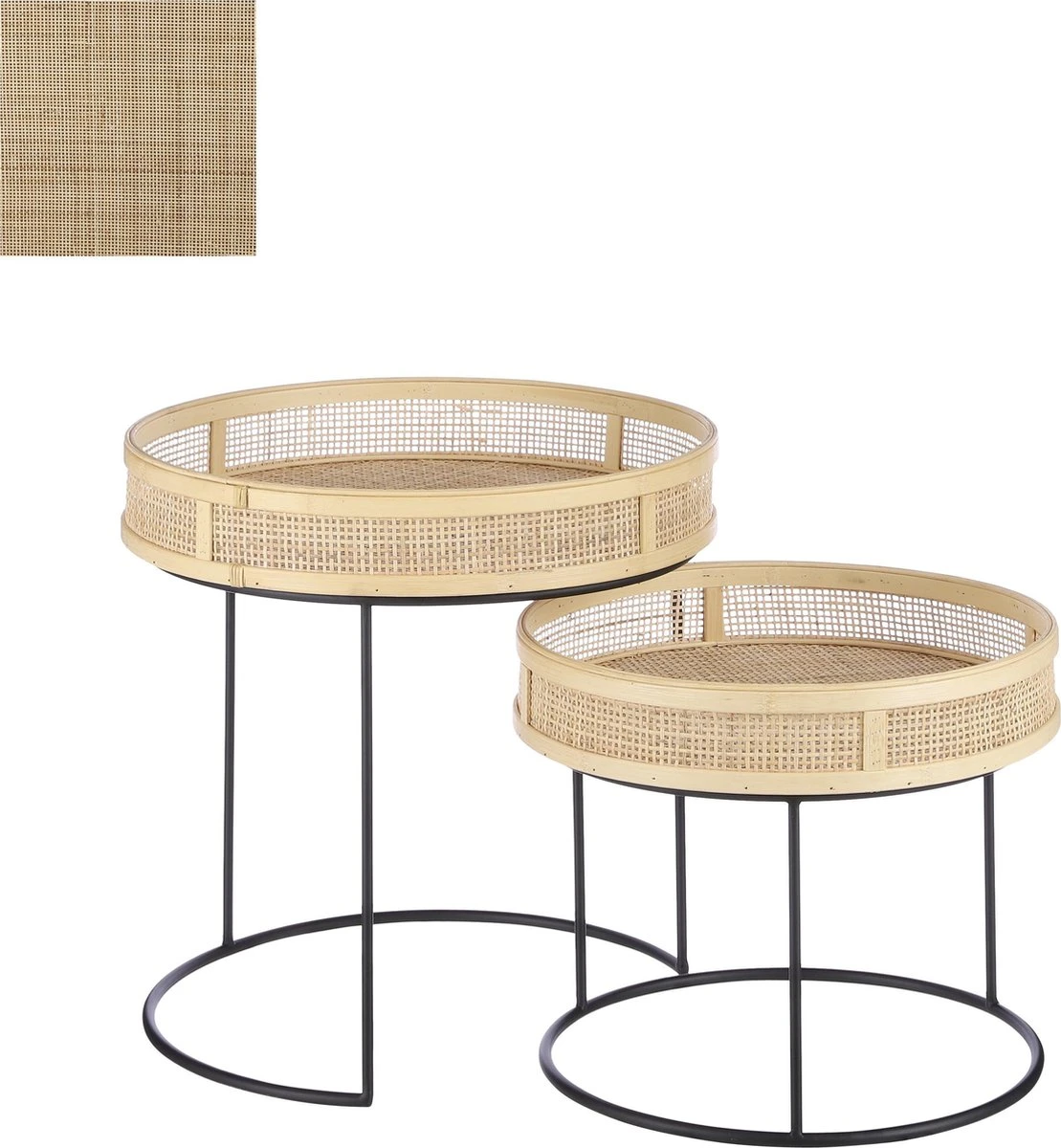 Mica Decorations Leandro Bijzettafel - Set Van 2 - H45 X Ø45 Cm - Zwart 3 Mica Decorations Leandro Bijzettafel - Set Van 2 - H45 X Ø45 Cm - Zwart