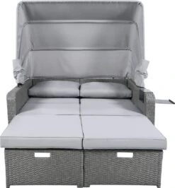 Polyrattan Patio Rieten Meubels Set Voor 2 Personen-Outdoor Rattan Sofa Set Met Intrekbare Luifel-lounge Bank-PE Rotan Loveseat Voor Achtertuin Veranda Tuin Zwembad Balkon-grijs -Meubel Verkoop 1114x1200 1