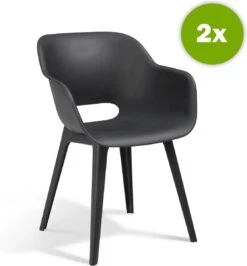 Allibert Akola Tuinstoelen - 2 Stuks -56,5x55x80cm - Donkergrijs -Meubel Verkoop 1115x1200 1