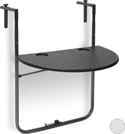 Relaxdays Balkontafel Inklapbaar, Balkon Tafel Rotan, Hangtafel Reling - Zwart -Meubel Verkoop 1123x1200
