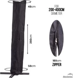 MaxxGarden Parasolhoes - Afdekhoes Voor Zweefparasol - Beschermhoes - 200-400 Cm - Met Rits En Trekkoord - Zwart -Meubel Verkoop 1130x1200 1