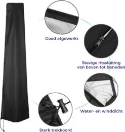 Merkloos Parasolhoes Met Rits En Trekkoord – Beschermhoes Voor Zweefparasol & Staande Parasol – Waterdicht Afdekhoes – Hoes Voor Hangparasol – Inclusief Opberghoes – Zwart - 205 Cm -Meubel Verkoop 1130x1200