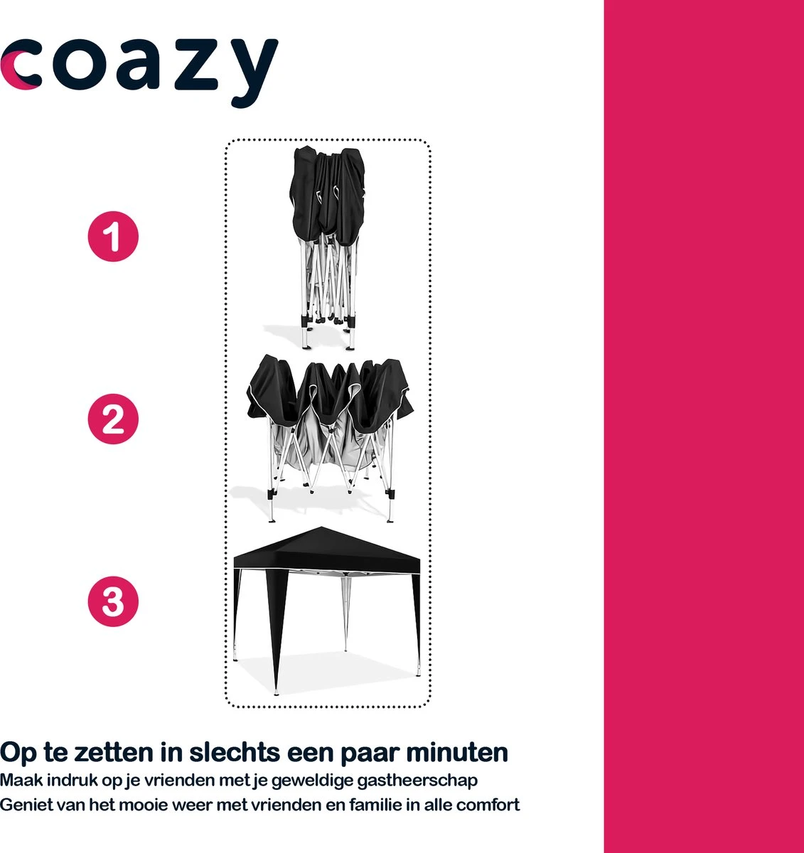 Coazy Waterdichte Partytent 3x3 Meter Opvouwbaar - Paviljoen - Easy Up - Pop-up Tent Met Haringen, Touw En Anti Slip Poten - Waterdicht - Partytenten Weerbestendig 9 Coazy Waterdichte Partytent 3x3 Meter Opvouwbaar - Paviljoen - Easy Up - Pop-up Tent Met Haringen, Touw En Anti Slip Poten - Waterdicht - Partytenten Weerbestendig - Afbeelding 7