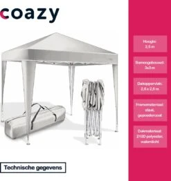 Coazy Waterdichte Partytent 3x3 Meter Opvouwbaar - Paviljoen - Easy Up - Pop-up Tent Met Haringen, Touw En Anti Slip Poten - Waterdicht - Partytenten Weerbestendig -Meubel Verkoop 1131x1200 5