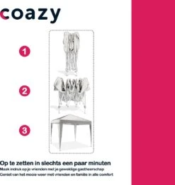 Coazy Waterdichte Partytent 3x3 Meter Opvouwbaar - Paviljoen - Easy Up - Pop-up Tent Met Haringen, Touw En Anti Slip Poten - Waterdicht - Partytenten Weerbestendig -Meubel Verkoop 1131x1200 6