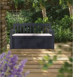 Keter Eden Garden Bench Opbergbank - 265L - 140x60x84cm - Zwart/Grijs -Meubel Verkoop 1132x1200 1