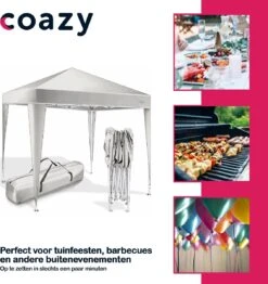 Coazy Waterdichte Partytent 3x3 Meter Opvouwbaar - Paviljoen - Easy Up - Pop-up Tent Met Haringen, Touw En Anti Slip Poten - Waterdicht - Partytenten Weerbestendig -Meubel Verkoop 1132x1200 3