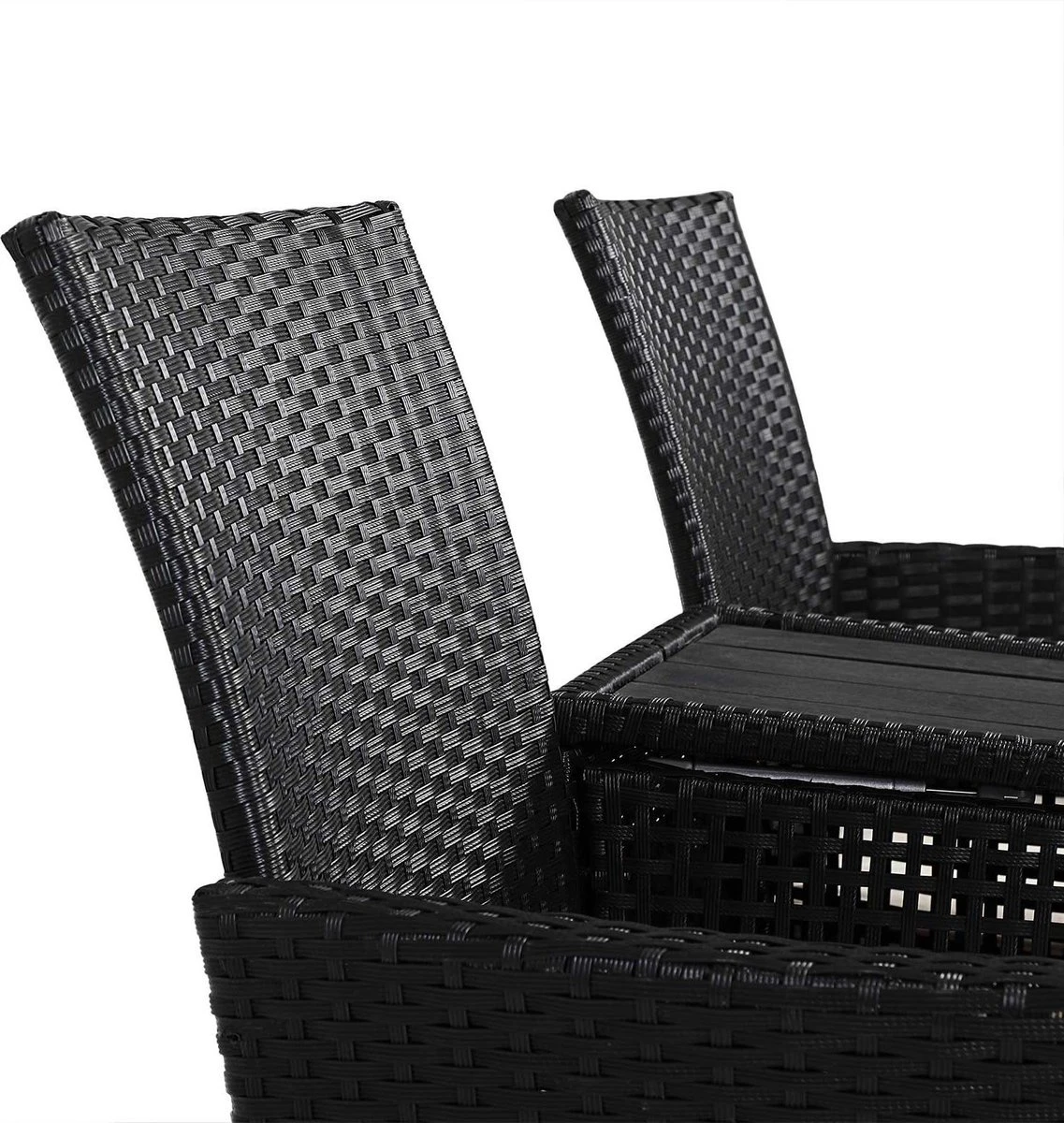 Casaria Tuinbank Polyrattan – 2 Zitter Incl. Tafel & Kussens – Zwart 9 Casaria Tuinbank Polyrattan – 2 Zitter Incl. Tafel & Kussens – Zwart - Afbeelding 7