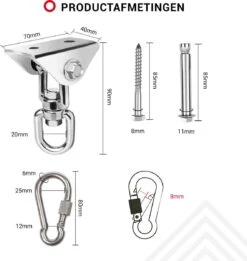 Ophangsysteem - Plafondhaak RVS - Ophanghaak TRX - Hangstoel Buiten - Hangstoel Binnen – Schommelstoel - Schommel - Bokszakken - RVS - 300kg -Meubel Verkoop 1137x1200