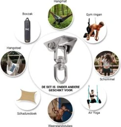 Ophangsysteem - Plafondhaak RVS - Ophanghaak TRX - Hangstoel Buiten - Hangstoel Binnen – Schommelstoel - Schommel - Bokszakken - RVS - 300kg -Meubel Verkoop 1146x1200