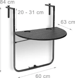 Relaxdays Balkontafel Inklapbaar, Balkon Tafel Rotan, Hangtafel Reling - Zwart -Meubel Verkoop 1149x1200 2