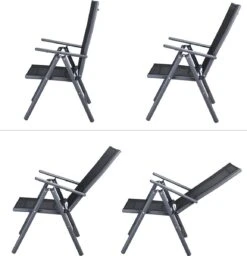 Tuinset 4 + 1 Klapstoelen Tuintafel – Aluminium 80x80cm - Grijs -Meubel Verkoop 1156x1200 1