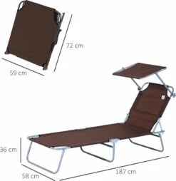 Outsunny Ligstoel Ligbank Voor Buiten Ligstoel Voor Op Het Strand Inklapbaar Met Zonnedak 3 Kleuren 84B-001 -Meubel Verkoop 1166x1200