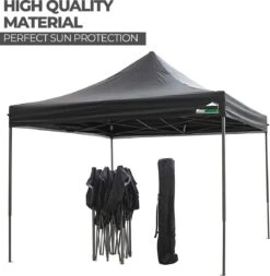 MaxxGarden Easy-up Partytent - 3x3m - Standaard - Waterdicht - Opvouwbaar - Inclusief Draagtas - Zwart -Meubel Verkoop 1173x1200