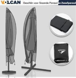Volcan Parasolhoes Voor Zweefparasol - Tot 300cm - Waterdicht - Oxford 420D - Met Rits, Trekkoord En Stok - Zwart -Meubel Verkoop 1174x1200 2