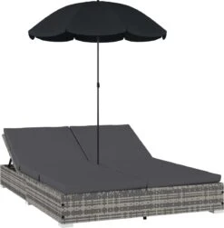Prolenta Premium - Loungebed Met Parasol Poly Rattan Grijs -Meubel Verkoop 1180x1200 6