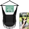 Vita5 XXL Hangstoel - Binnen&Buiten Hangnest - Incl. 2 Kussens En Boekenvak - Volwassenen&Kinderen - Hangmatstoel Tot 225kg - Zwart -Meubel Verkoop 1181x1200
