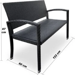 Casaria Polyrattan Tuinbank – 2 Zits UV-bestendig - Zwart -Meubel Verkoop 1190x1200 2