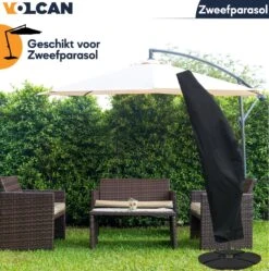 Volcan Parasolhoes Voor Zweefparasol - Tot 300cm - Waterdicht - Oxford 420D - Met Rits, Trekkoord En Stok - Zwart -Meubel Verkoop 1190x1200 6
