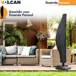 Volcan Parasolhoes Voor Zweefparasol - Tot 300cm - Waterdicht - Oxford 420D - Met Rits, Trekkoord En Stok - Zwart -Meubel Verkoop 1190x1200 7