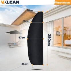 Volcan Parasolhoes Voor Zweefparasol - Tot 300cm - Waterdicht - Oxford 420D - Met Rits, Trekkoord En Stok - Zwart -Meubel Verkoop 1190x1200 8