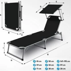 Sens Design Zonnebed - Ligbed Inklapbaar Met Zonneklep - Zwart -Meubel Verkoop 1191x1200 2