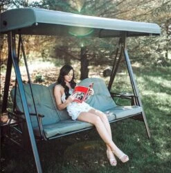 SORARA® Luxe Schommelbank Met Zonnescherm - Bruin - Zware Kwaliteit. -Meubel Verkoop 1192x1200