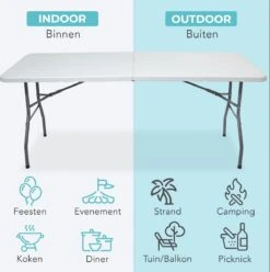 LifeGoods Klaptafel - Inklapbaar - 70x180cm - Verstelbare Vouwtafel - Weerbestendig - Wit -Meubel Verkoop 1193x1200 3