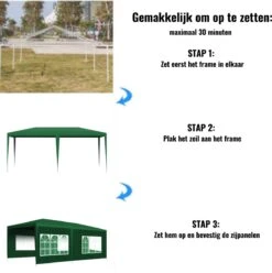 Merkloos Partytent - Paviljoen Opvouwbaar - Easy Up Tuintent Met Zijpanelen - Groen/ 6m X 3m/ 120g/m² -Meubel Verkoop 1197x1200