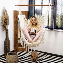 Springos Hangstoel | Binnen & Buiten | Met 2 Kussens | Boekenvak | Ook Voor Kinderen | Belastbaar Tot 150 Kg | Wit 10 Springos Hangstoel | Binnen & Buiten | Met 2 Kussens | Boekenvak | Ook Voor Kinderen | Belastbaar Tot 150 Kg | Wit -Meubel Verkoop 1198x1200