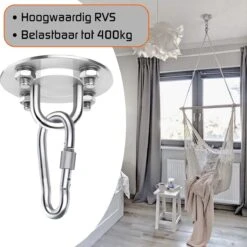 Plafondhaak – Voor Beton En Hout - Hangstoel – Hangmat – Bokszak – RVS – Binnen En Buiten – Ophangsysteem – Ophanghaak – 400KG -Meubel Verkoop 1199x1200