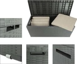 Verrijdbare Tuinkussen Opbergbox - Rattan Look - Zwart - 350 Liter -Meubel Verkoop 1200x1004 4