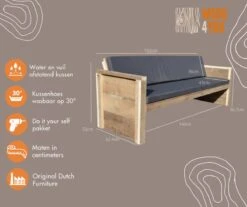 Wood4you - Tuinbank - Ameland - 'Doe Het Zelf' Bouwpakket Steigerhout 152Lx72Hx57D Cm - Incl Kussen 16 Wood4you - Tuinbank - Ameland - 'Doe Het Zelf' Bouwpakket Steigerhout 152Lx72Hx57D Cm - Incl Kussen -Meubel Verkoop 1200x1005 6