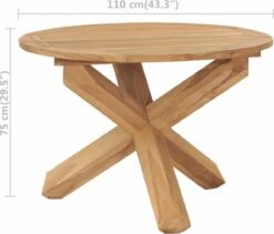 VidaXL Tuintafel Ø110x75 Cm Massief Teakhout -Meubel Verkoop 1200x1025 2
