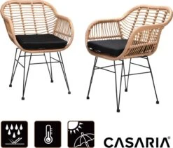 Casaria Polyrotan Kuipstoel Bali - Met Kussens – 2 Stuks -Meubel Verkoop 1200x1025