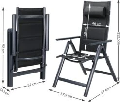 Casaria Tuinstoel Aluminium - 2 Stuks Inklapbaar - Antraciet -Meubel Verkoop 1200x1026