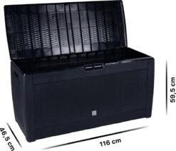 Opbergbox 310L UV-Bestendig Weerbestendig Wielen Tuinbox Rotan-look Antraciet -Meubel Verkoop 1200x1031