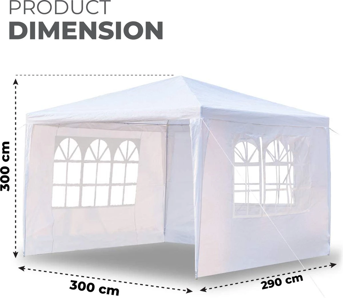 MaxxGarden Partytent - Paviljoen - 3x4m - Incl. Zijwanden - Waterdicht - Wit 4 MaxxGarden Partytent - Paviljoen - 3x4m - Incl. Zijwanden - Waterdicht - Wit - Afbeelding 2