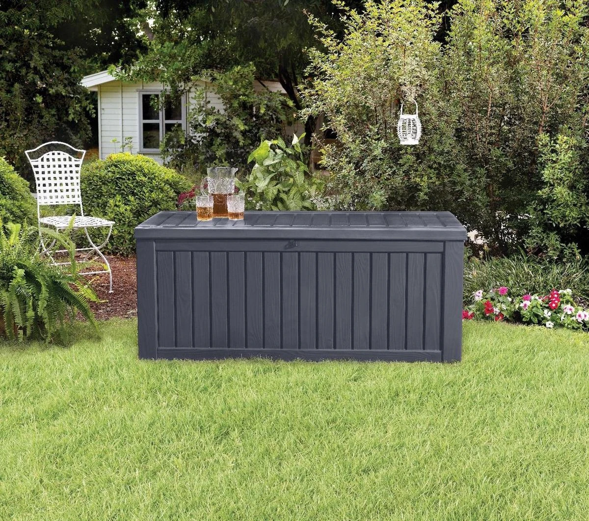 Keter Rockwood Opbergbox - 570L - 155x72,4x64,4cm - Grafiet 11 Keter Rockwood Opbergbox - 570L - 155x72,4x64,4cm - Grafiet - Afbeelding 9